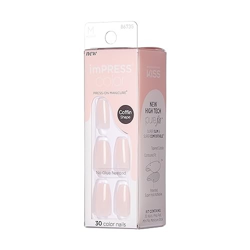 KISS imPRESS Color Press-On Nails Polish-Free Manicure Set, ‘Serendipity’,