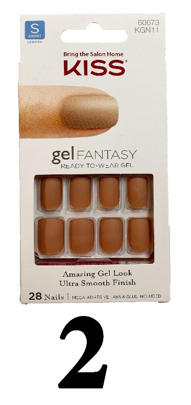 Kiss Gel Fantasy Glam Nails Matte/Glitter/Gold Small/Medium/Long 28 Nails #60666
