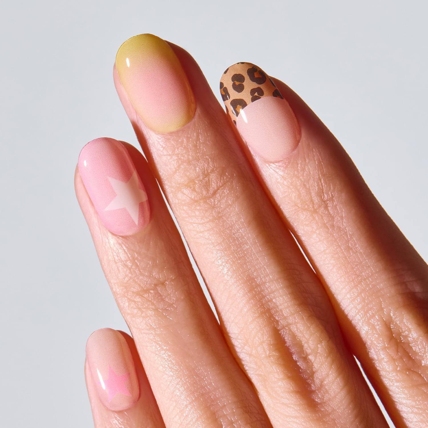 Semi Cured Gel Nail Strips – Yellow, 30 Wraps in 15 Sizes, Works with Any Lamp