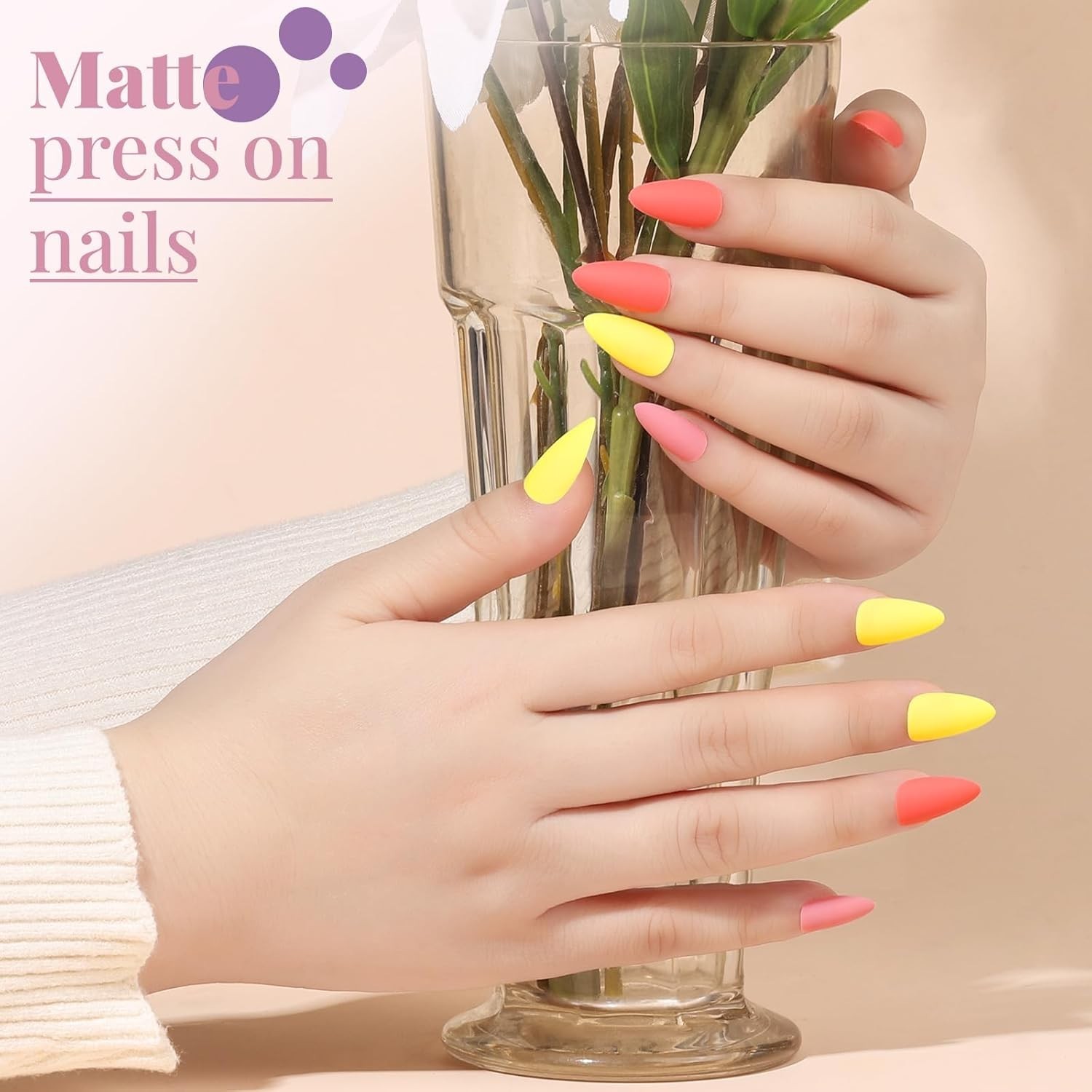 Elegant Press-On Almond Nails Kit: Matte, Glossy & Glitter for Effortless Style
