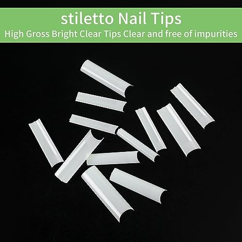 240 Pcs Square Nail Tips Extra Long No C Curve XXL Tapered Square Half natural