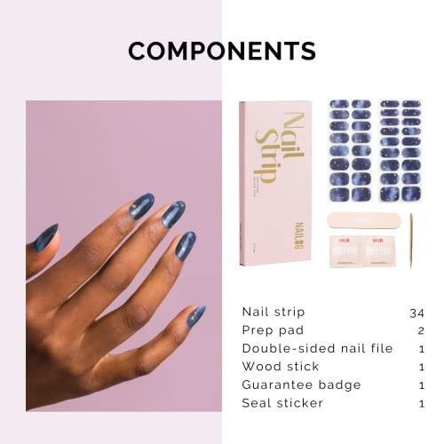 34 pcs Gel Nail Strips – Semi Cured – Long Lasting Polish – Starry Night