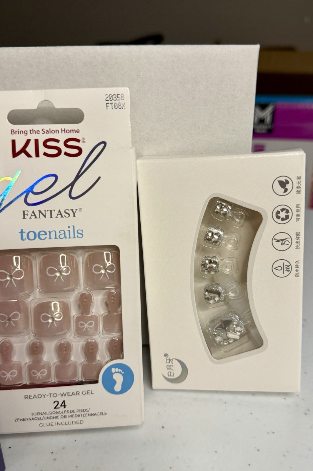 Bundle Press-On Toenails. 4 sets of nails and brush on glue.