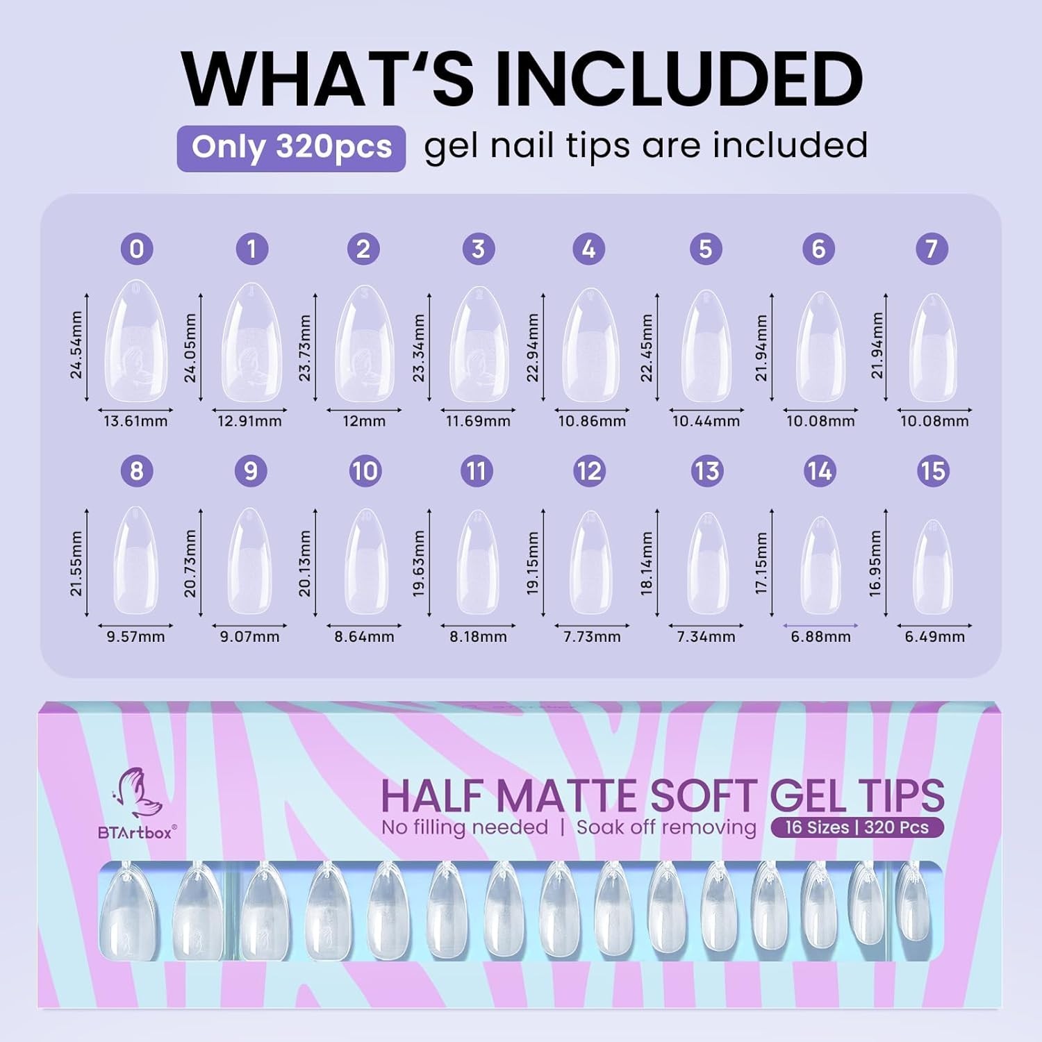 Medium Almond Nail Tips – 320pcs Clear Soft Gel Nails for Easy Application