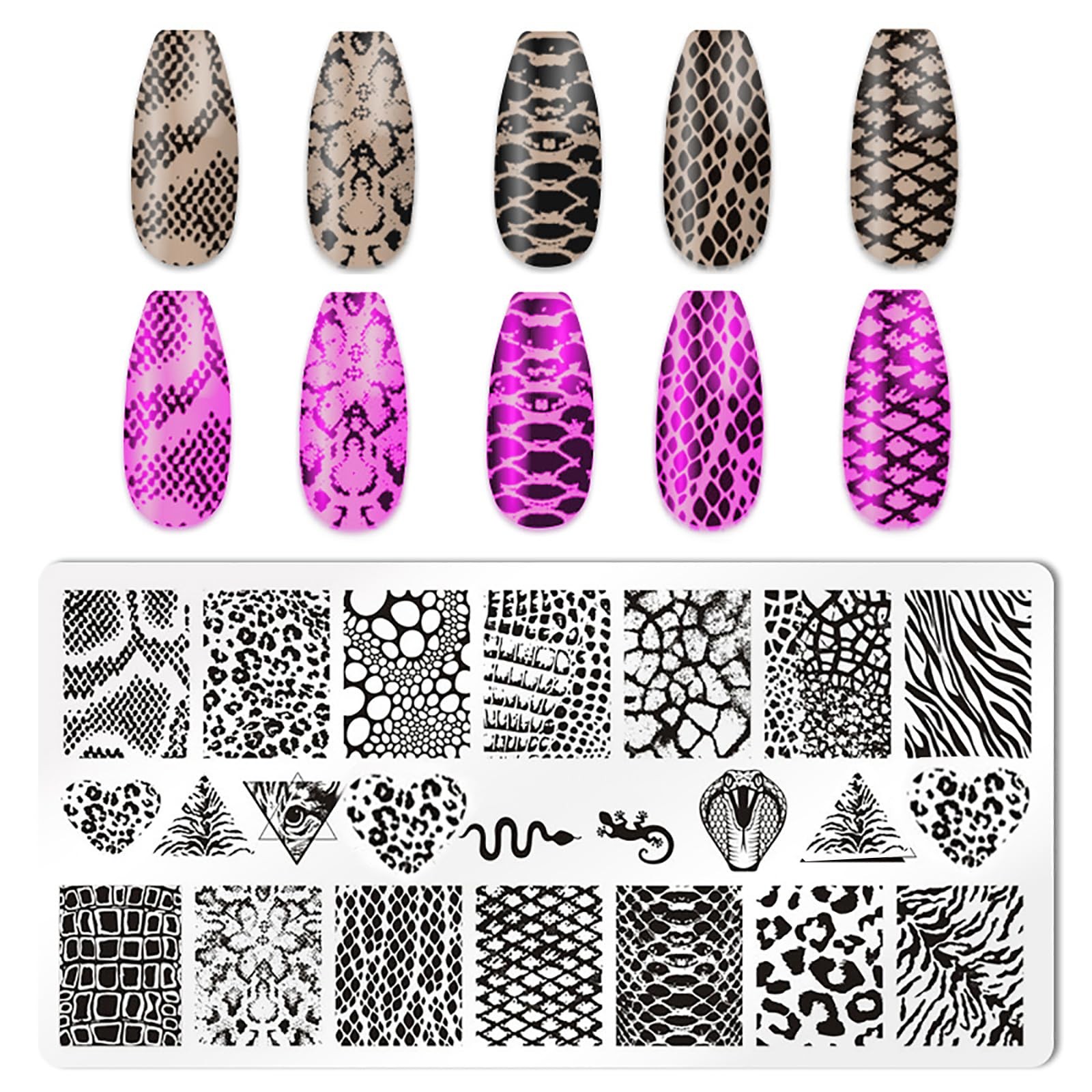 Leopard Print Nail Stamping Plates Accessories Tools 1 Nail Stamper 1 Scraper