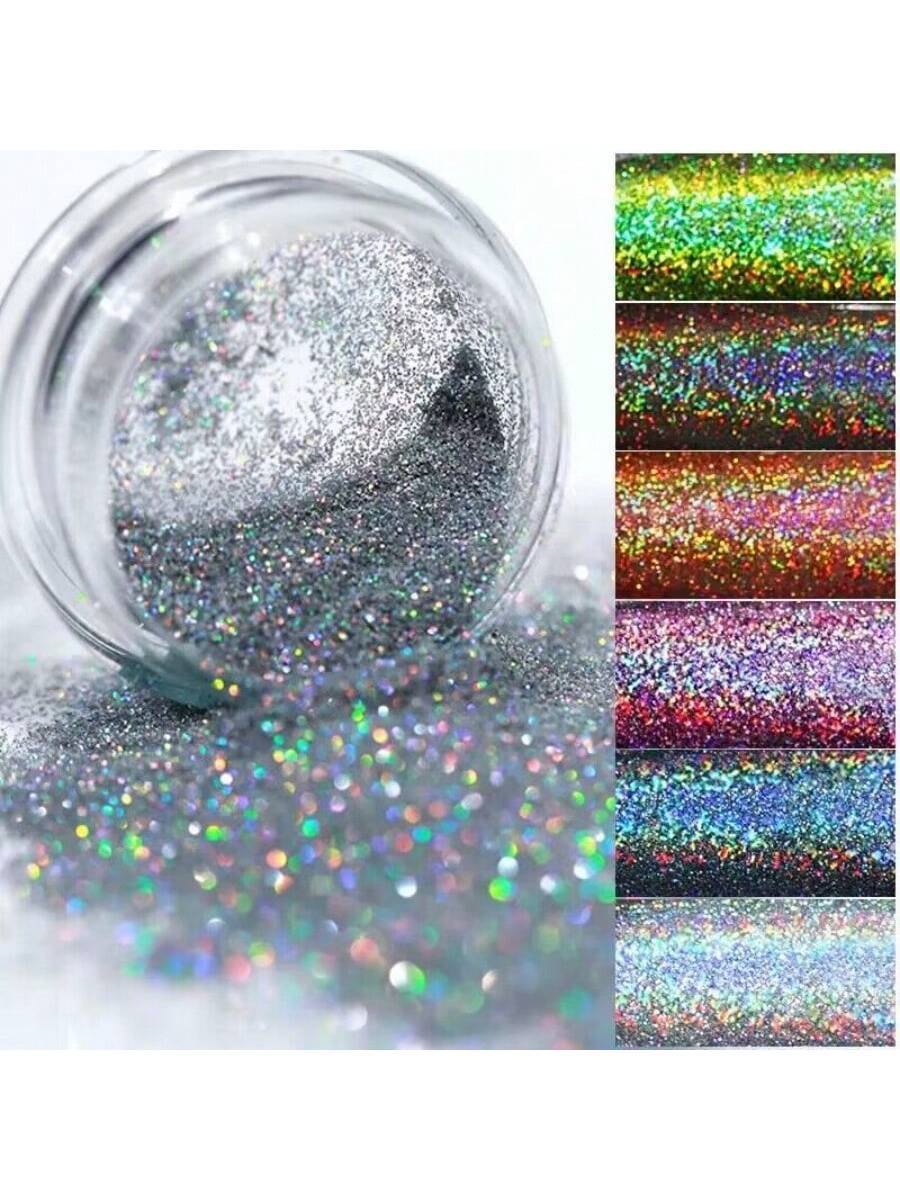 1Box Gray Gradient Shiny Nail Glitter Powder Iridescent Sparkly Nail Art Chrome