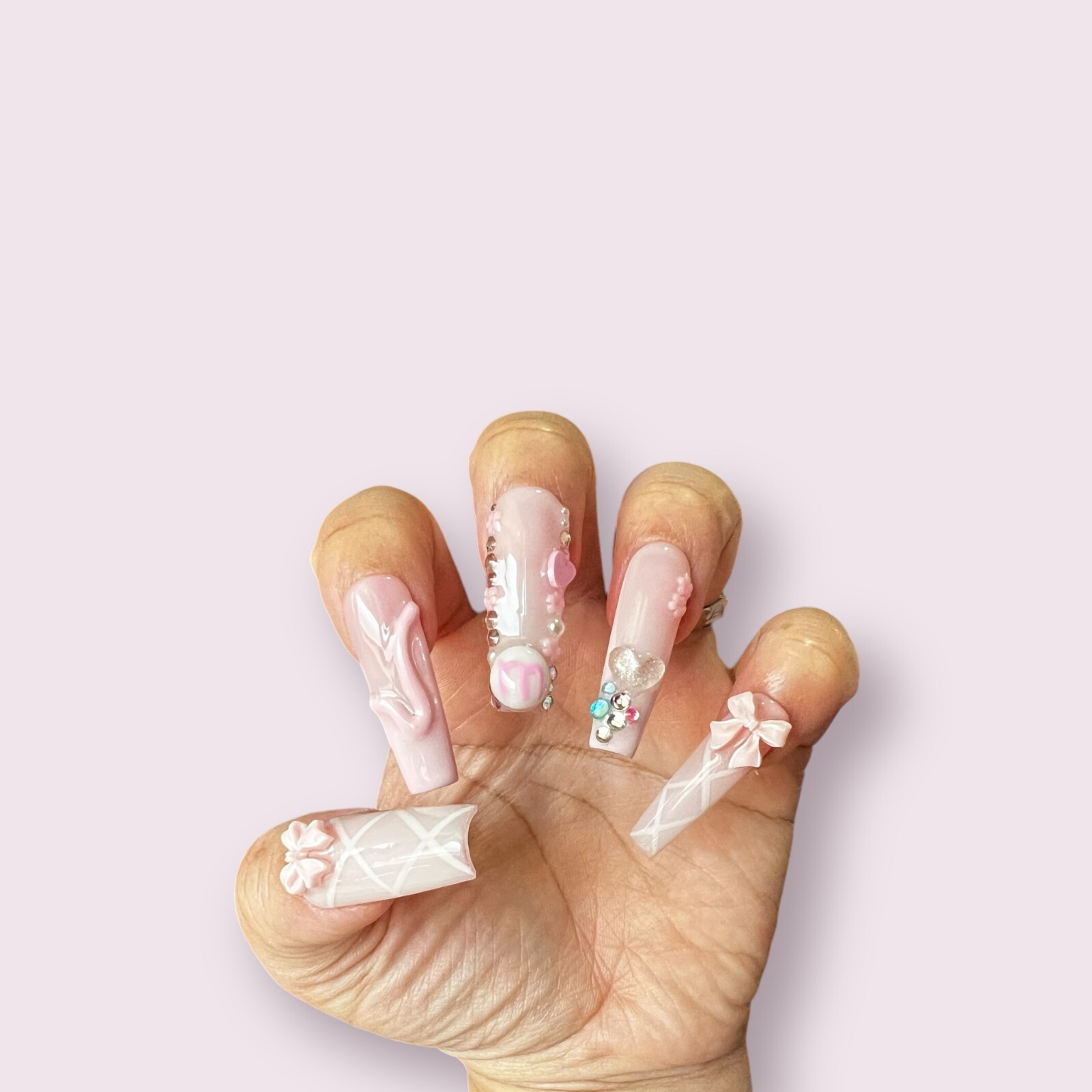 Luxurious Handmade Acrylic Press On Nails – B5 – High Quality & Reusable