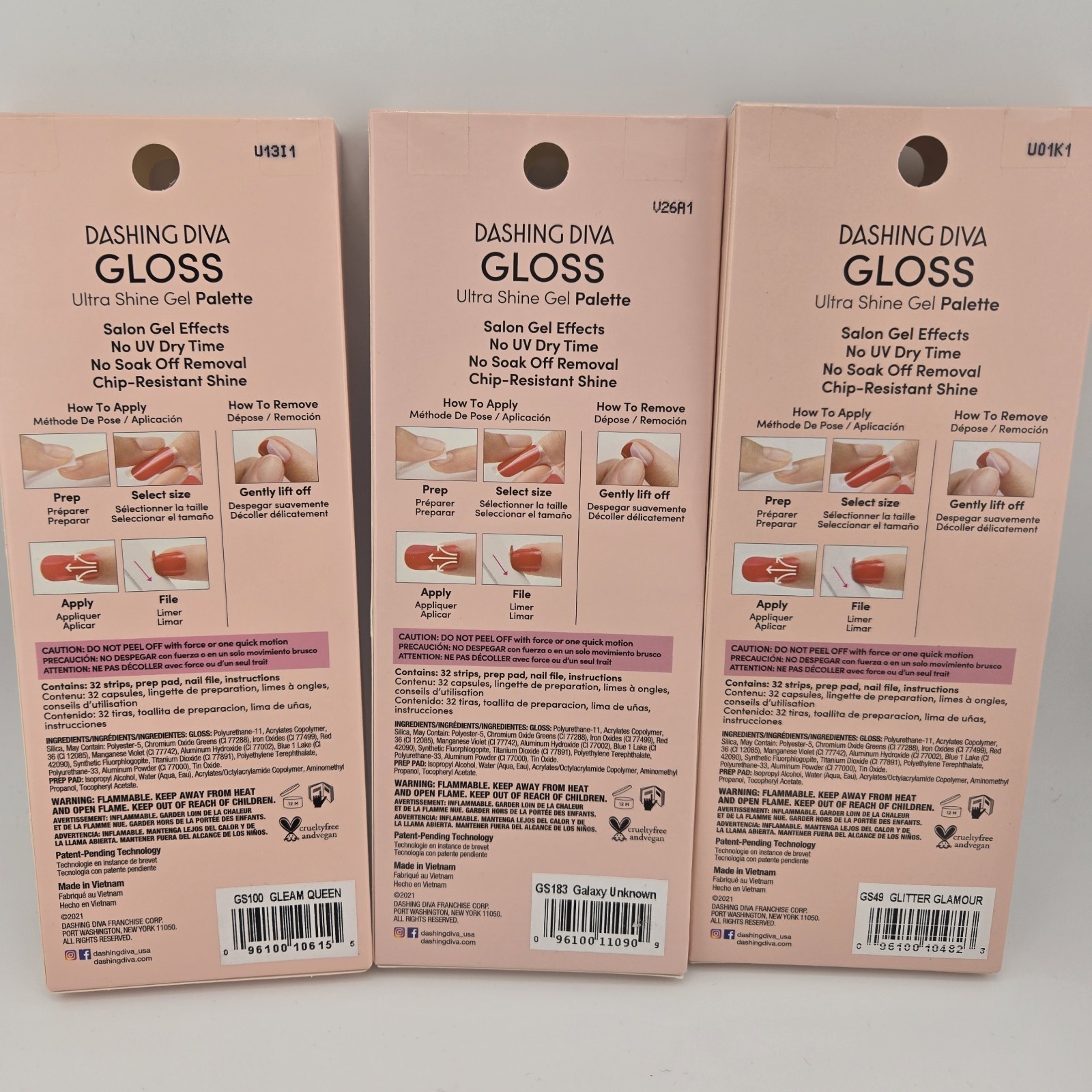 Lot Of 3 Dashing Diva Gloss Ultra Shine Gel Nail Palette