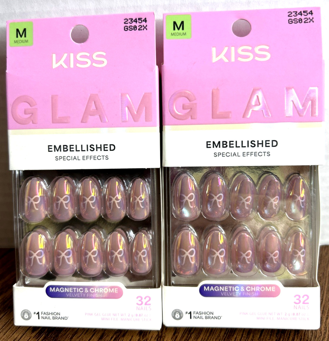 KISS Glam False Nails, Spring Collection, Crystal Pop Medium Almond Lot Of 2