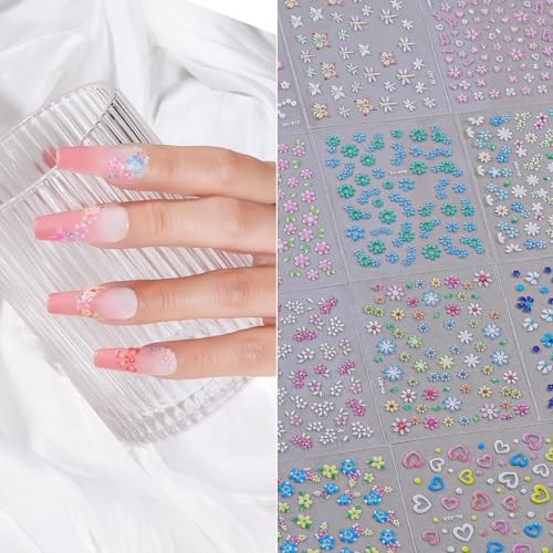 Flower Nail Art Stickers Decals, 30 Sheets Spring Floral Nail Decals Colorful