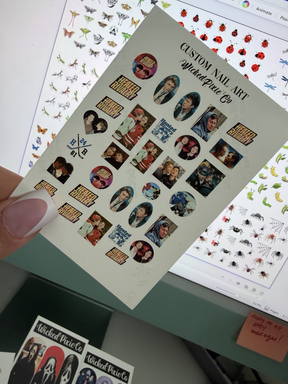 Heated Rivalry Nail Art Decals for natural Acrylic and press on nail supplies