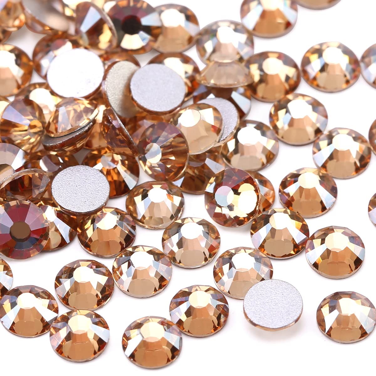 Gold Champagne Non Hotfix Crystal Rhinestones Flatback Gems Nail Art Decoration