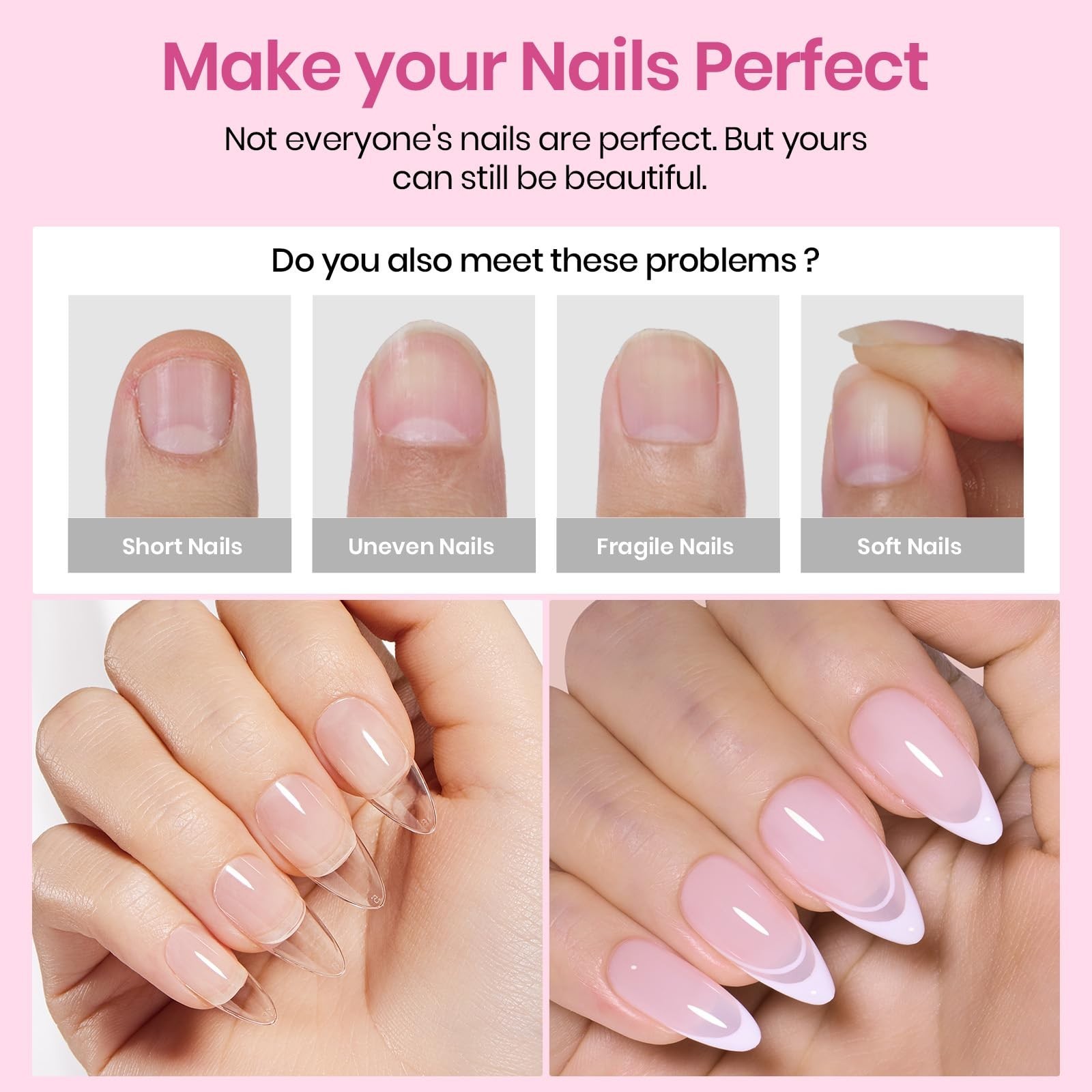 Medium Almond Nail Tips 576pcs, 12 Sizes, Pre-Etched Soft Gel, Half Matte Full C