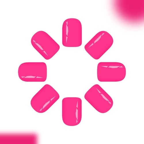Hot Pink Solid Color Square Nails – 24Pcs – 10 A25 – Hot Pink Nails Short Press