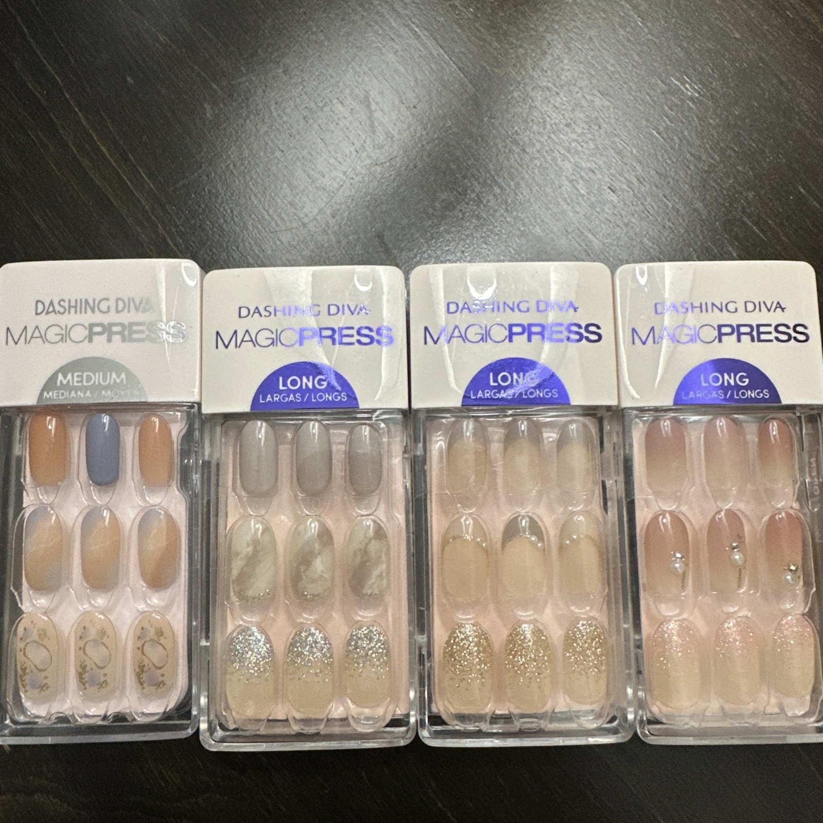 Dashing Diva Magic Press On Manicure M/L Lengths Round/oval Nails Pack Of 4