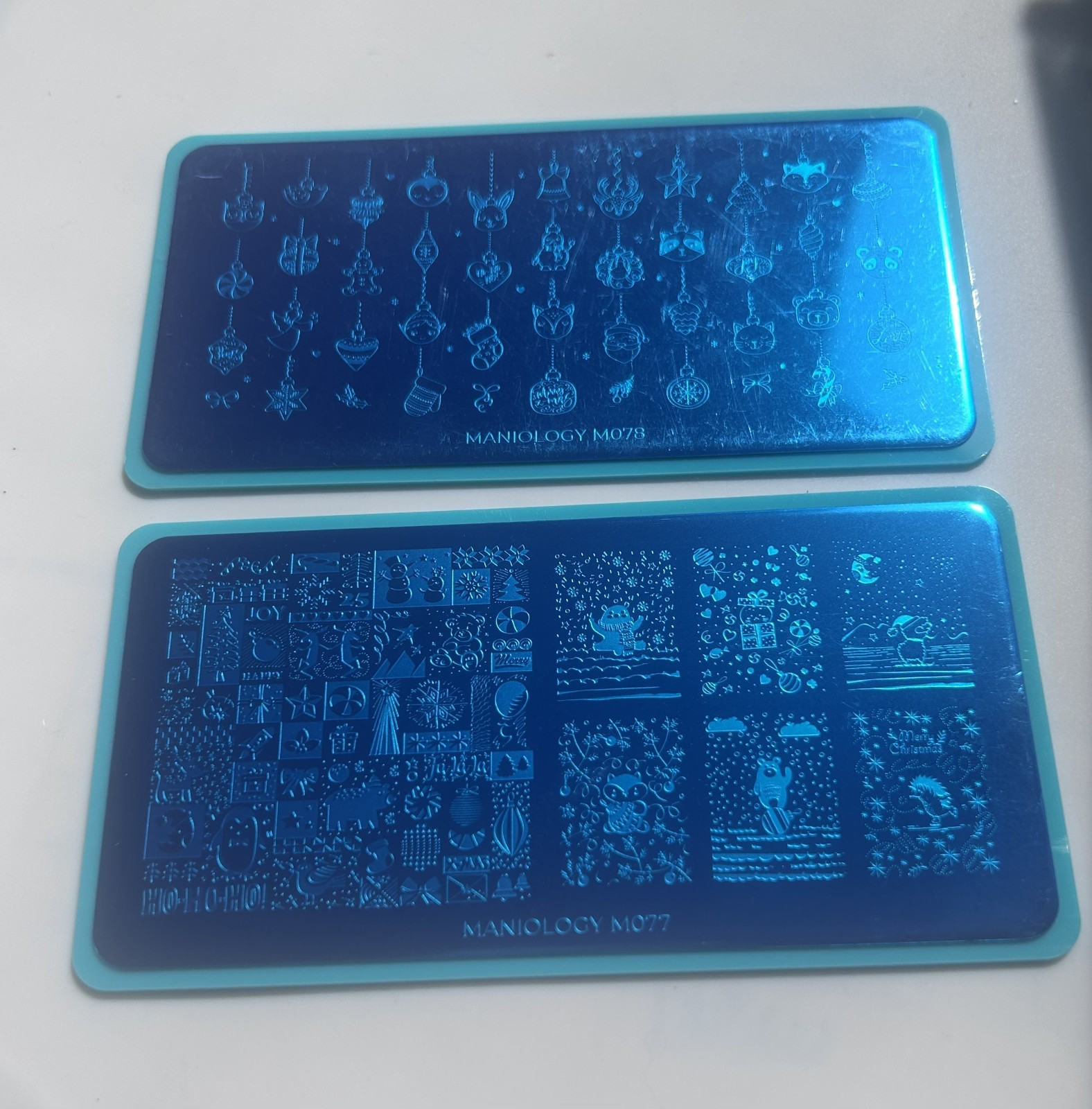 Maniology M077, M078 Christmas Animal Ornament Holiday nail stamping plates