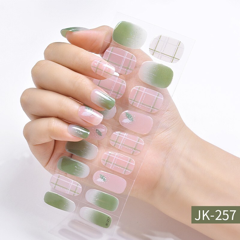 Gel Nail Sticker Semi Cured Gel Nail Strips Lasting Nail Sticker UV Lamp Needed