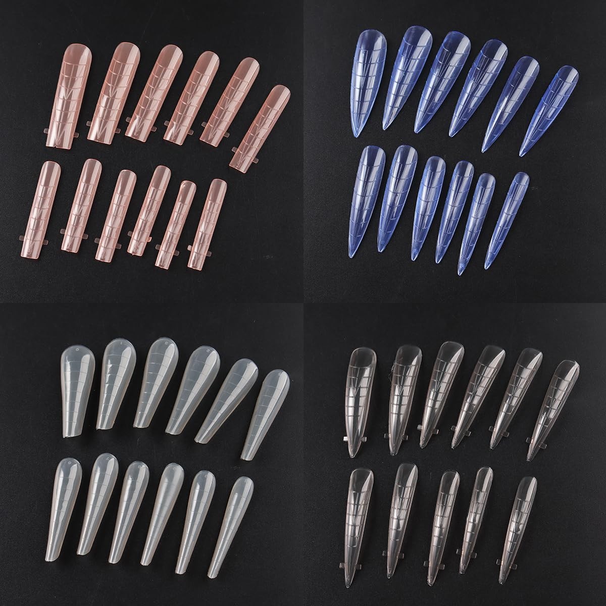 12 Grids Dual Forms Nail Extension Mold, Colorful Quick Building