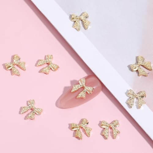 Pcs Gold Bow Nail Charms, 3D Alloy Nail Art Charms Plating Charm for Nails 20