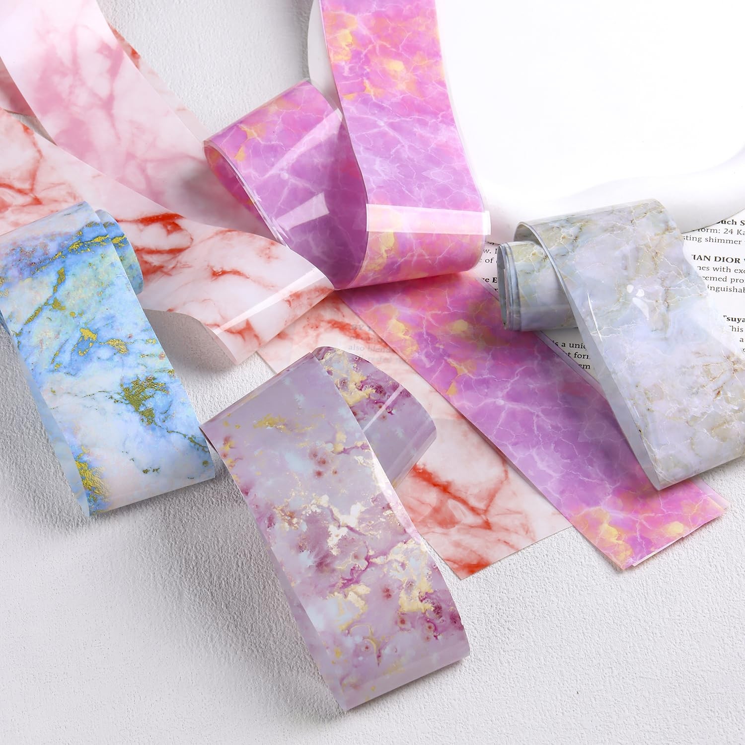 SUTOKAKA Pink Marble Nail Art Foil 10 Rolls