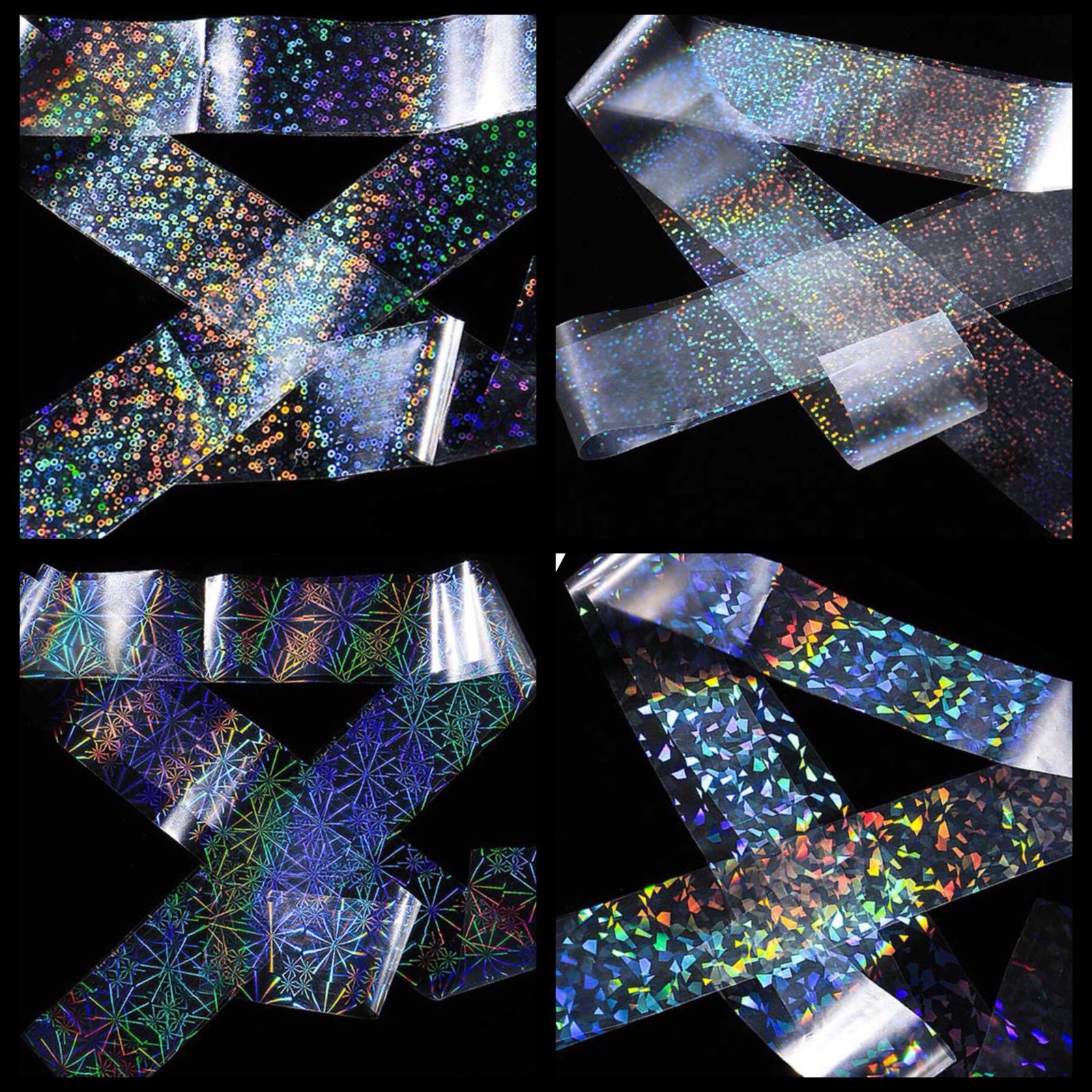 Transfer Foil Holographic Nails Wraps Transparent Stickers Shiny Nail 4pc x 20cm