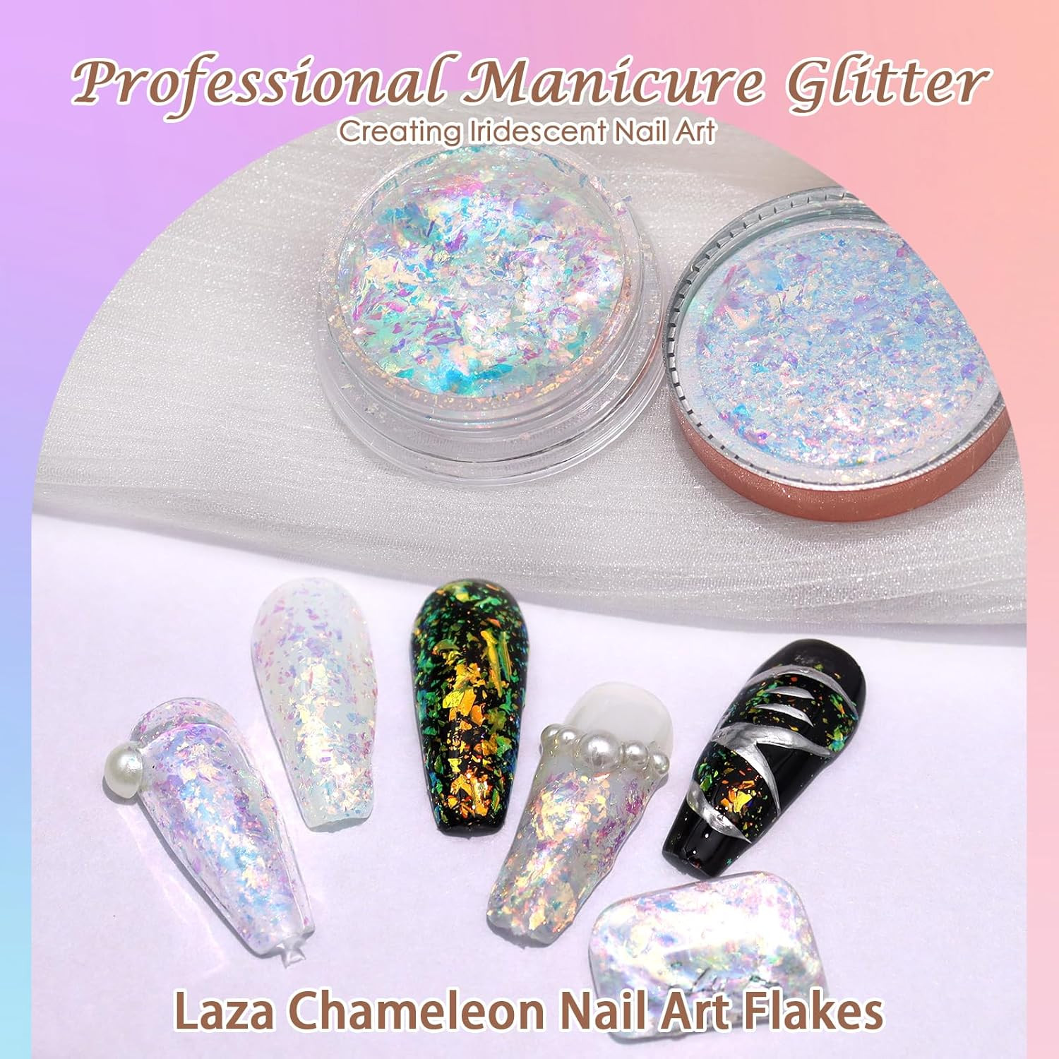 Colorful Moonlight Chameleon Flakes Nail Glitter Irregular Opal Nail Foil Flakes