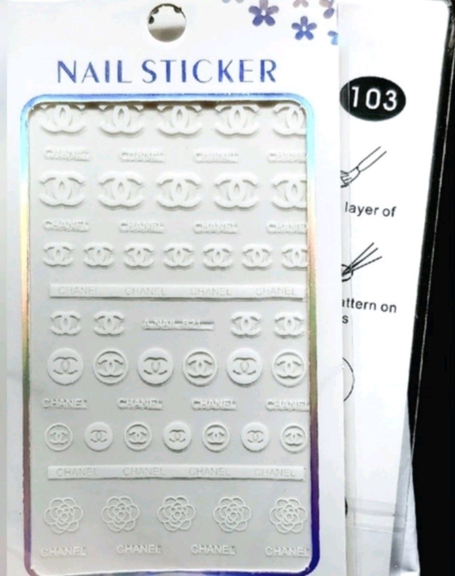 NWT NAIL ART DESIGN SELF-SEAL STICKERS SOLID WHITE N°103!