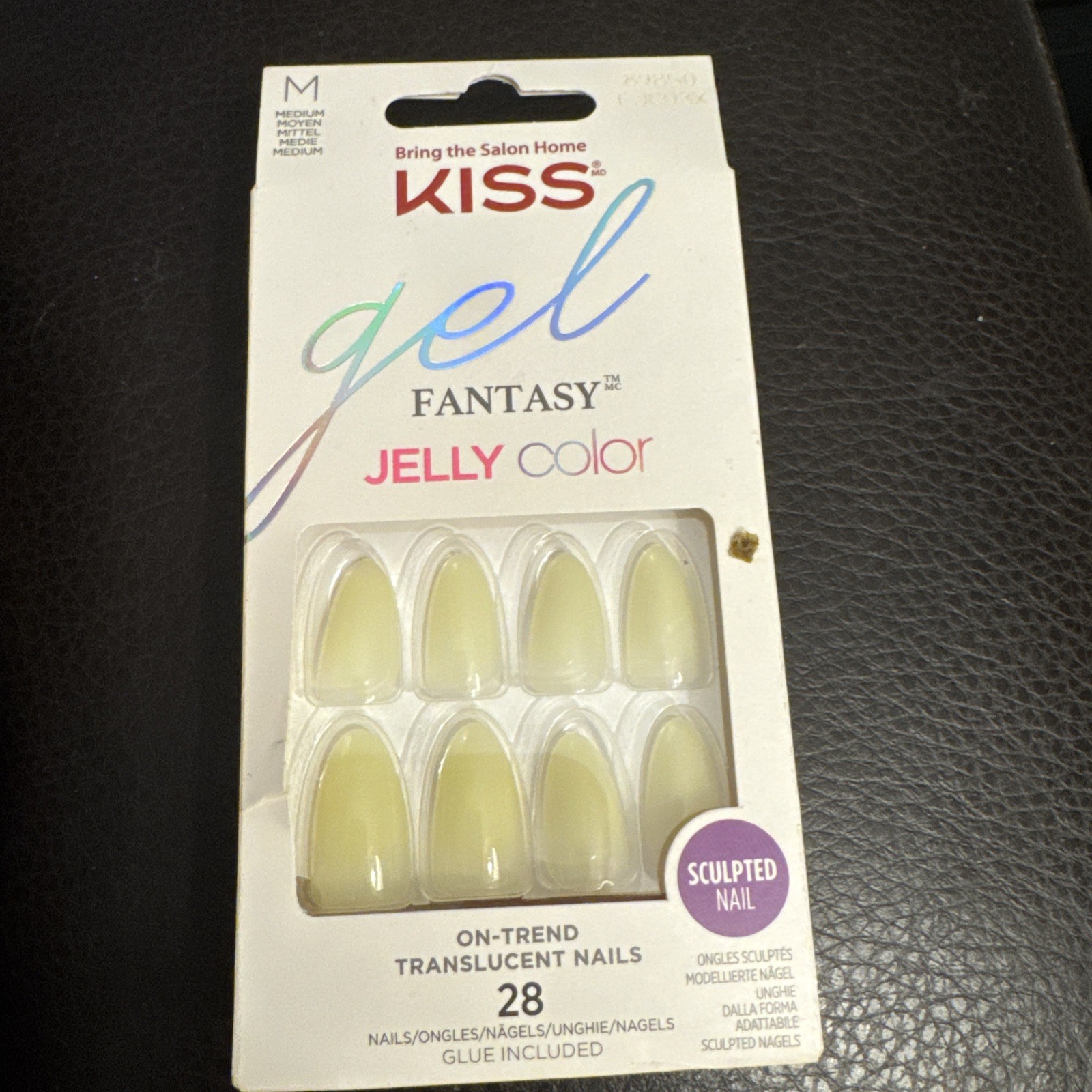 Kiss Gel Fantasy Jelly Color Translucent Yellow Glue On Nail Medium I