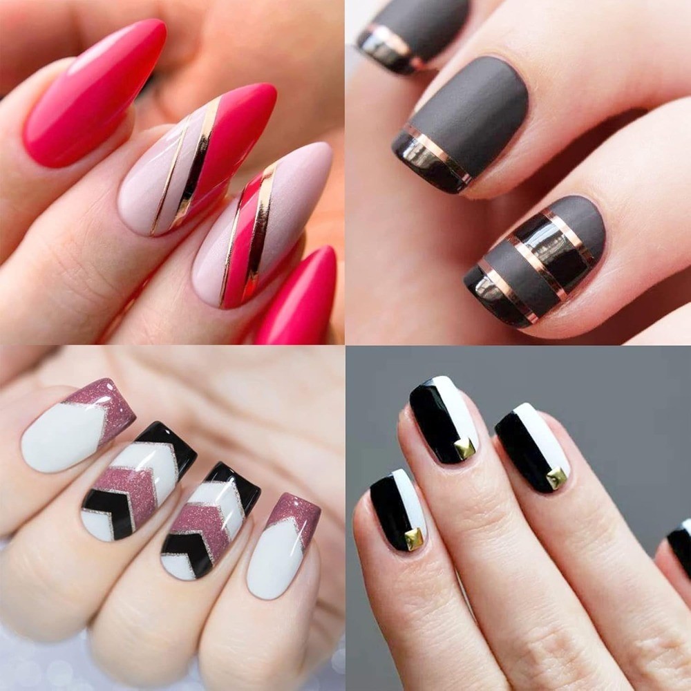 French Tip Nail Guides Self-Adhesive Manicure Stickers Moon and V Shape Edge