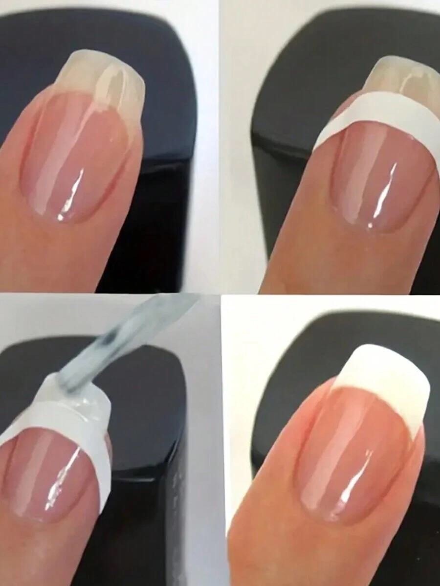 6 Sheets/288pcs French Style Nail Art Stickers With Stripe Guidelines