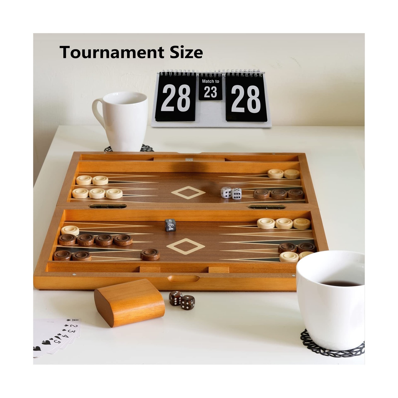 Wooden Backgammon Set for Adults – 19 Inch Classic Board Game Case – Premi