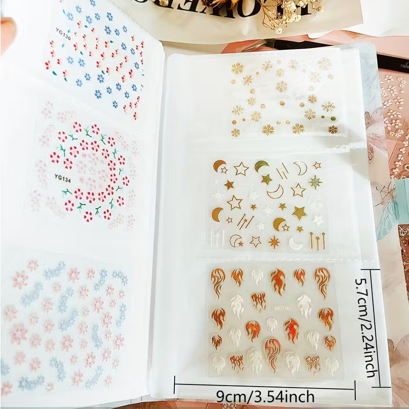4 different sheets Nail Art Stickers, 3D Self-Adhesive Nail，Multicolor