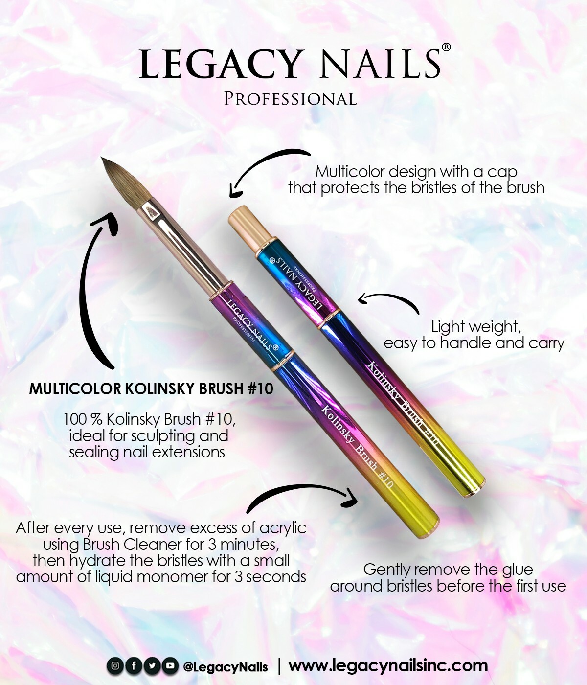 Kolinsky Brush Multicolor #8 | Legacy Nails