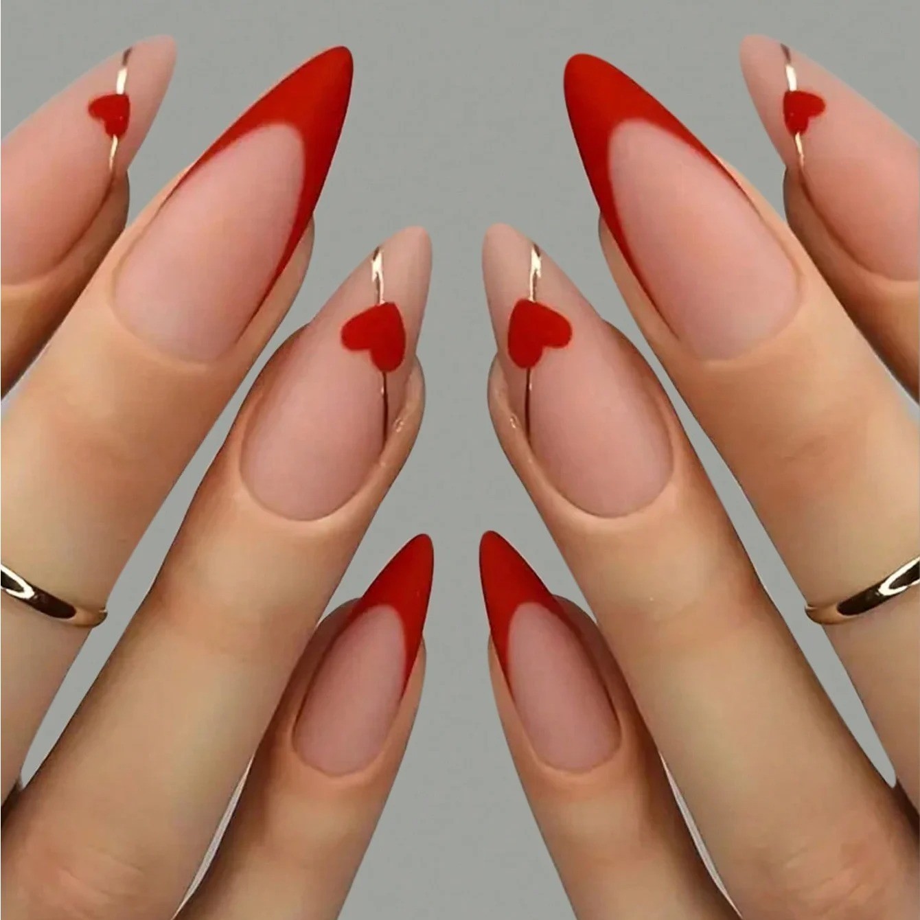 24 Pcs Oval Short Press On Nails Gradient Glossy Mixed Colors False Nail Set