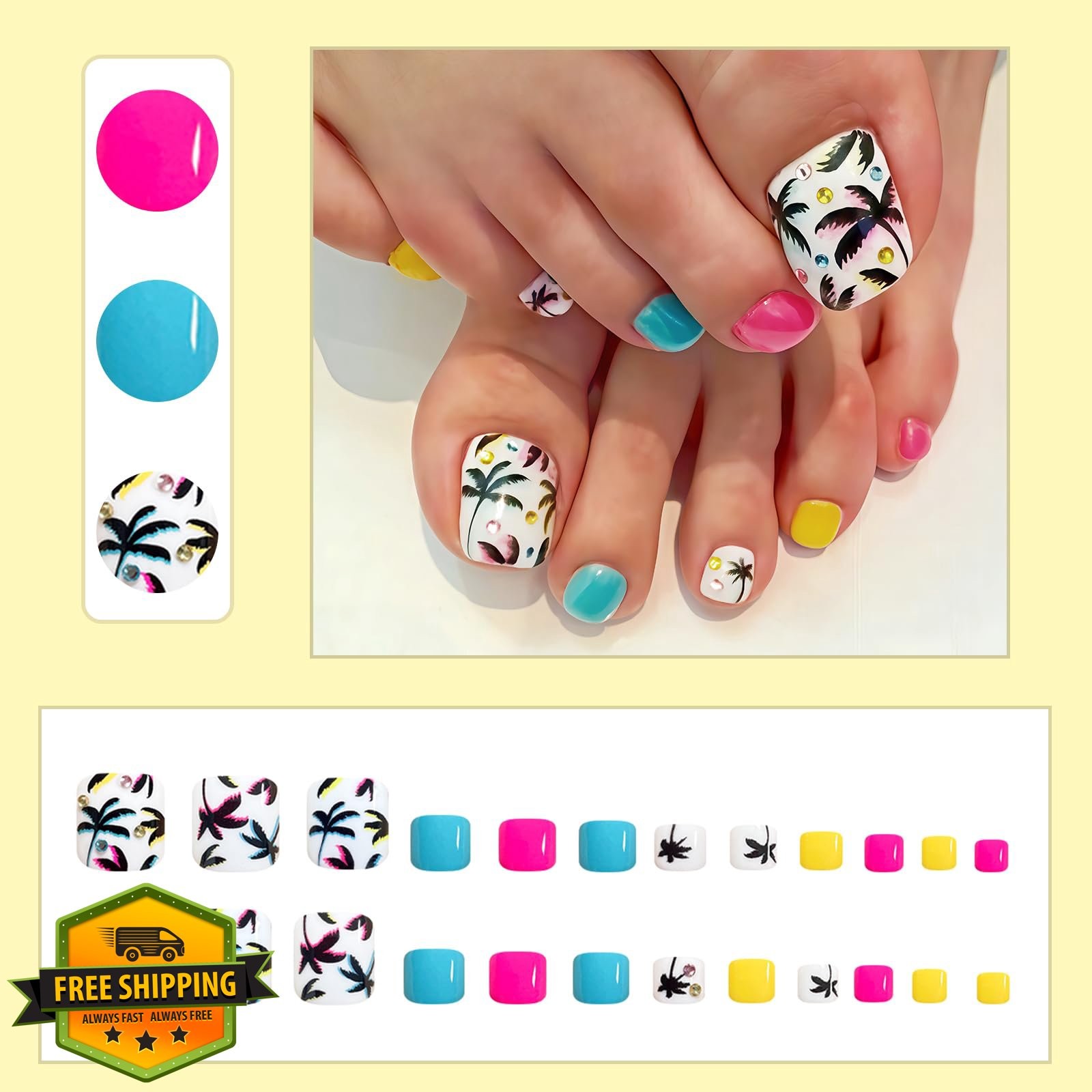 SHUXILIN Coconut Tree Press on Toenails