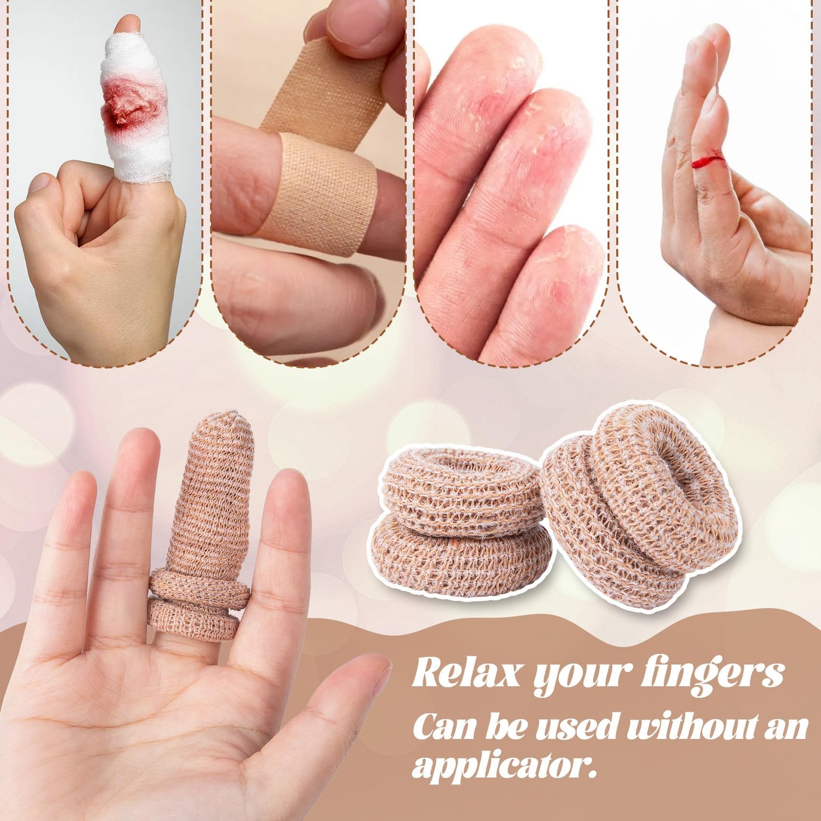15pcs Cotton Finger Cots, Elastic Finger Sleeve, Skin Color