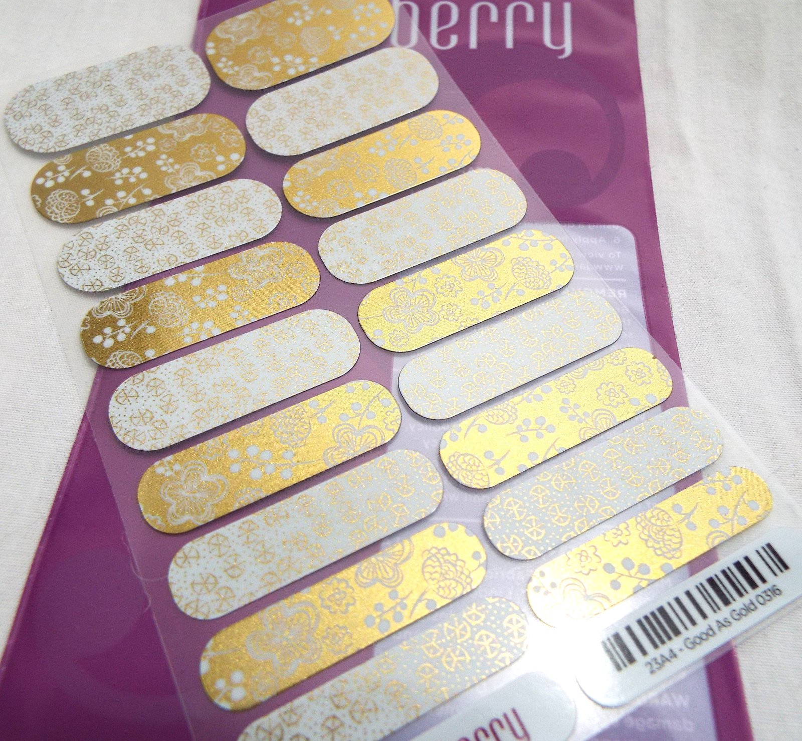 Jamberry Good As Gold 0316 23A4 Heat Activated Nail Wrap Full Sheet