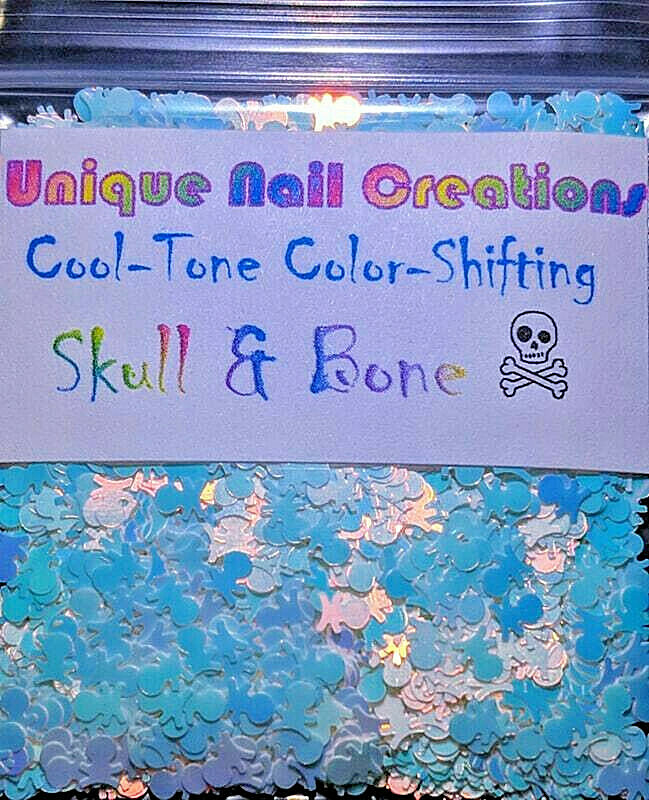 Skull & Bone Shape Glitter~You Choose~Nail•Acrylic•Gel•Body Art•Face•Festival•