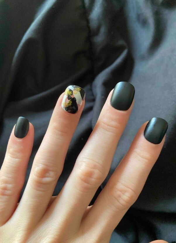 FULL COVER *Black* SHORT Press On 24 Pieces Nail Tips Kit With Glue