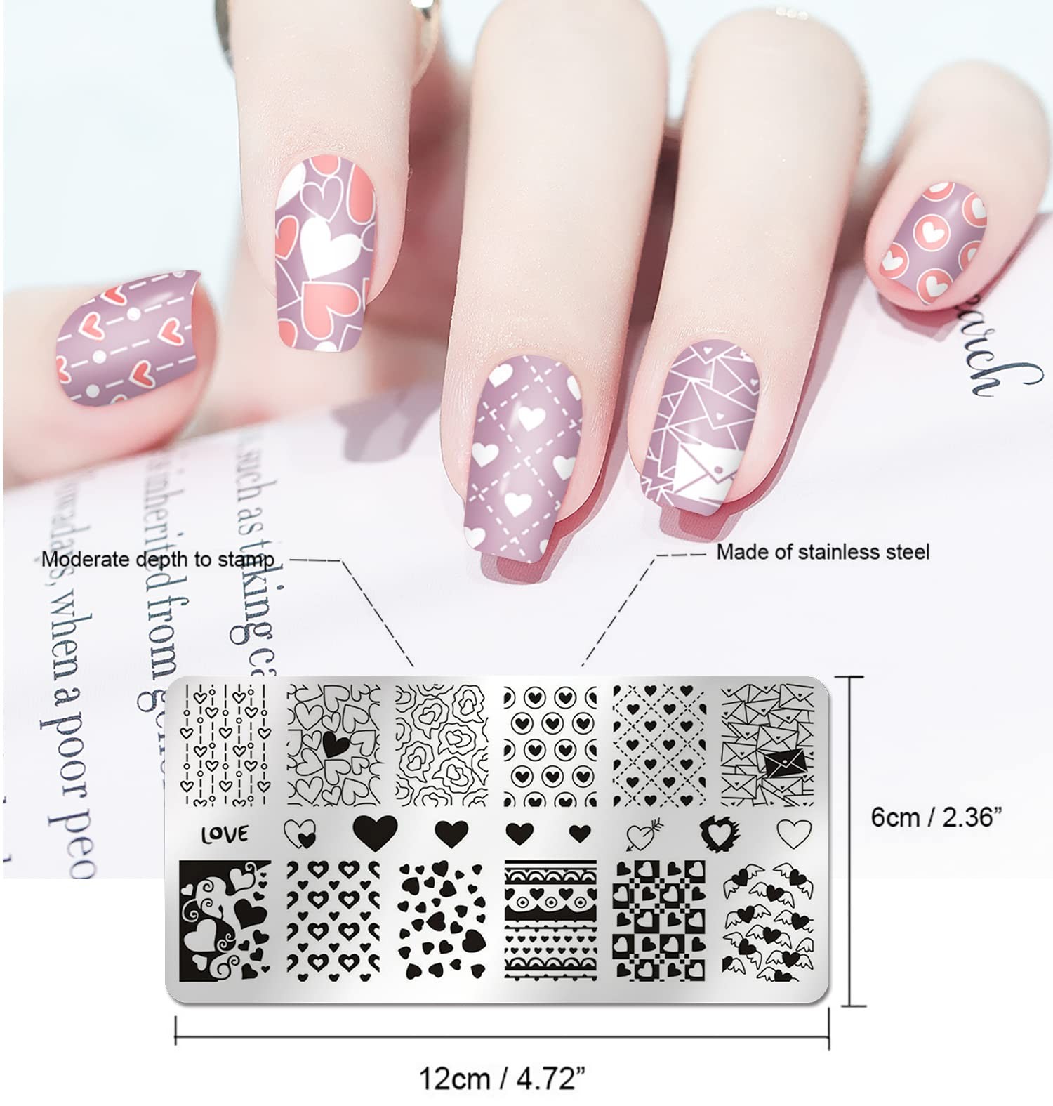 SILPECWEE 6 Pieces Valentine’s Day Nail Stamp Nail Stamping Plate Holiday Hea…