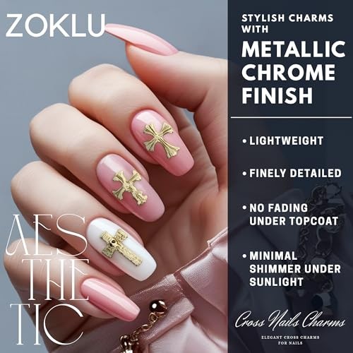 Silver and Gold Cross Nail Charms – 240 240 Pcs Multicolored Cross Nail Charms
