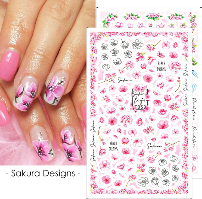 3D Nail Stickers Decals Spring Daisy Sakura Flower For Nails Decoration DIY NS3