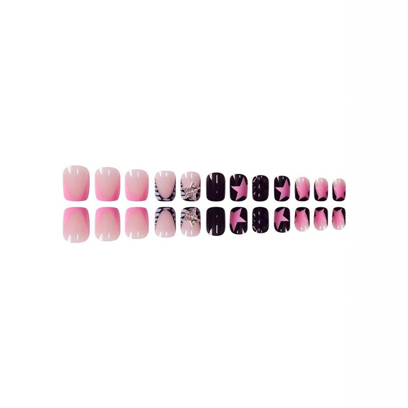 Square Press On Nails Star Rhinestone Glitter Removable False Nails Wholesale