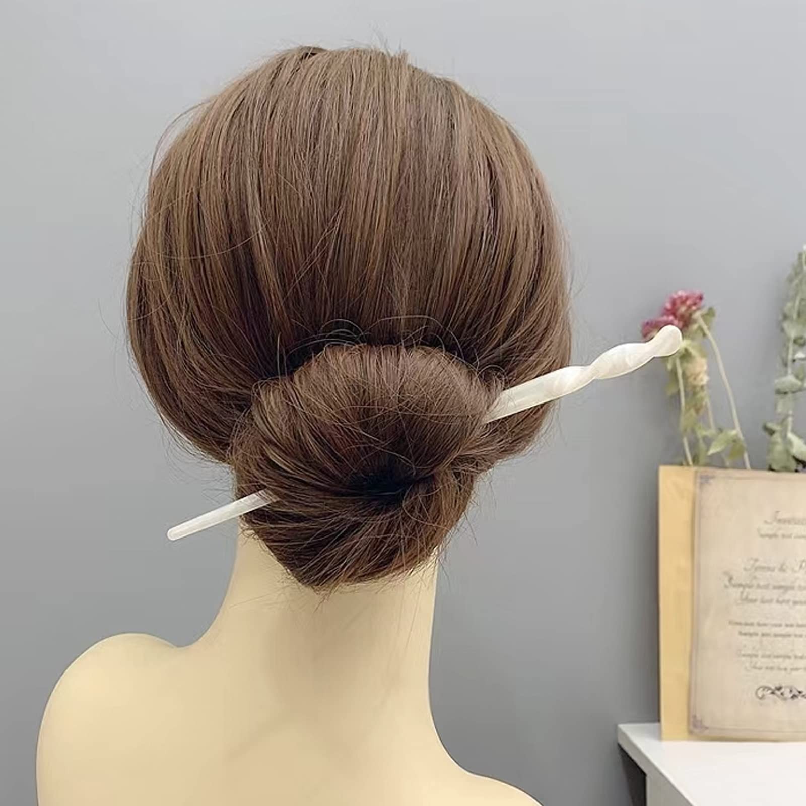 10 Pieces Acetate Hair Sticks, Women Styling Vintage, Vibrant Pattern