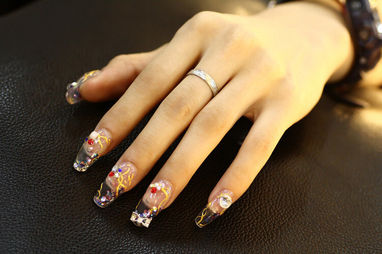 24 Aquarium Nails Acrylic False Nail Art Tips