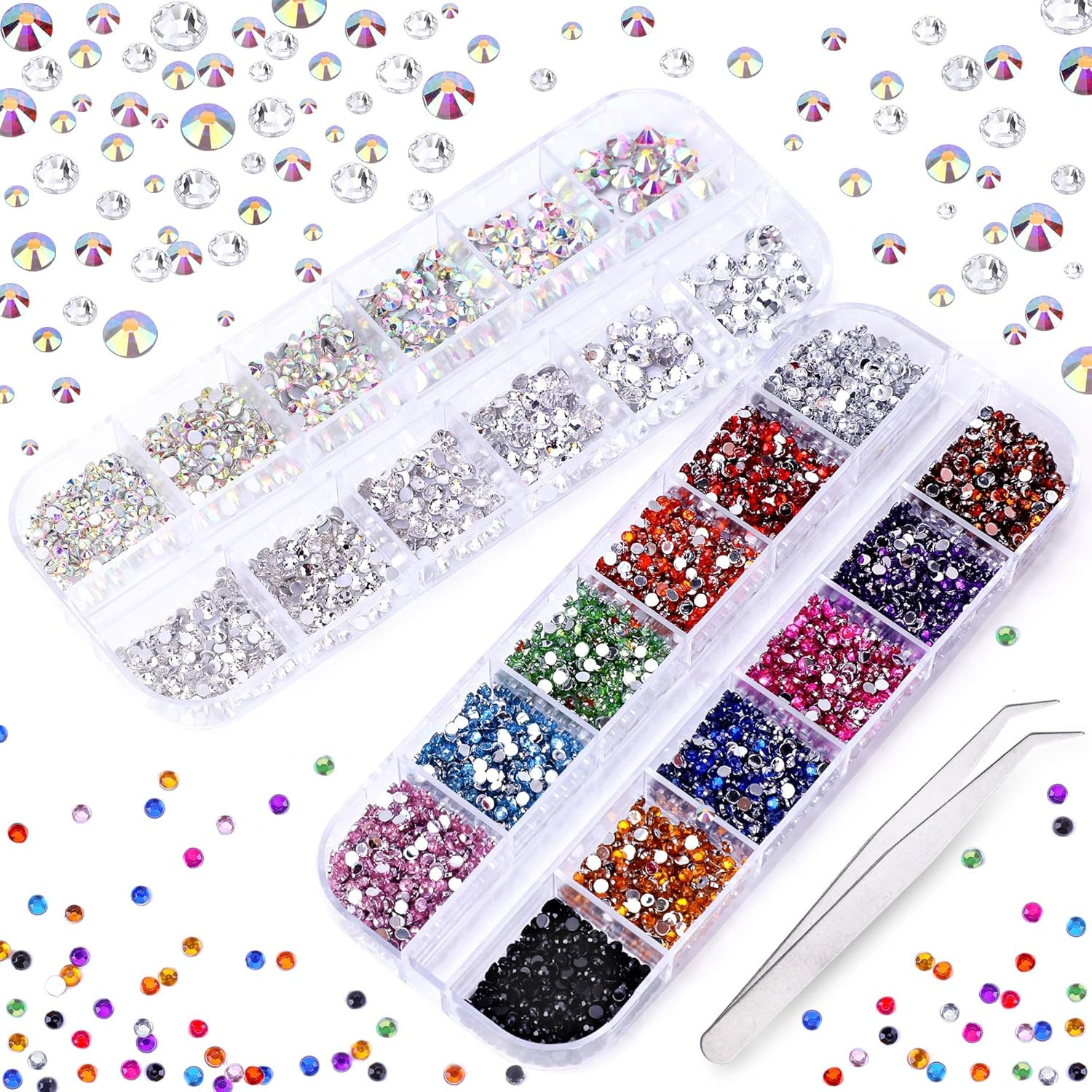 3000 PCS Rhinestones for Craft, PHOGARY AB Rhinestones Flat Back (Small Size 1.5