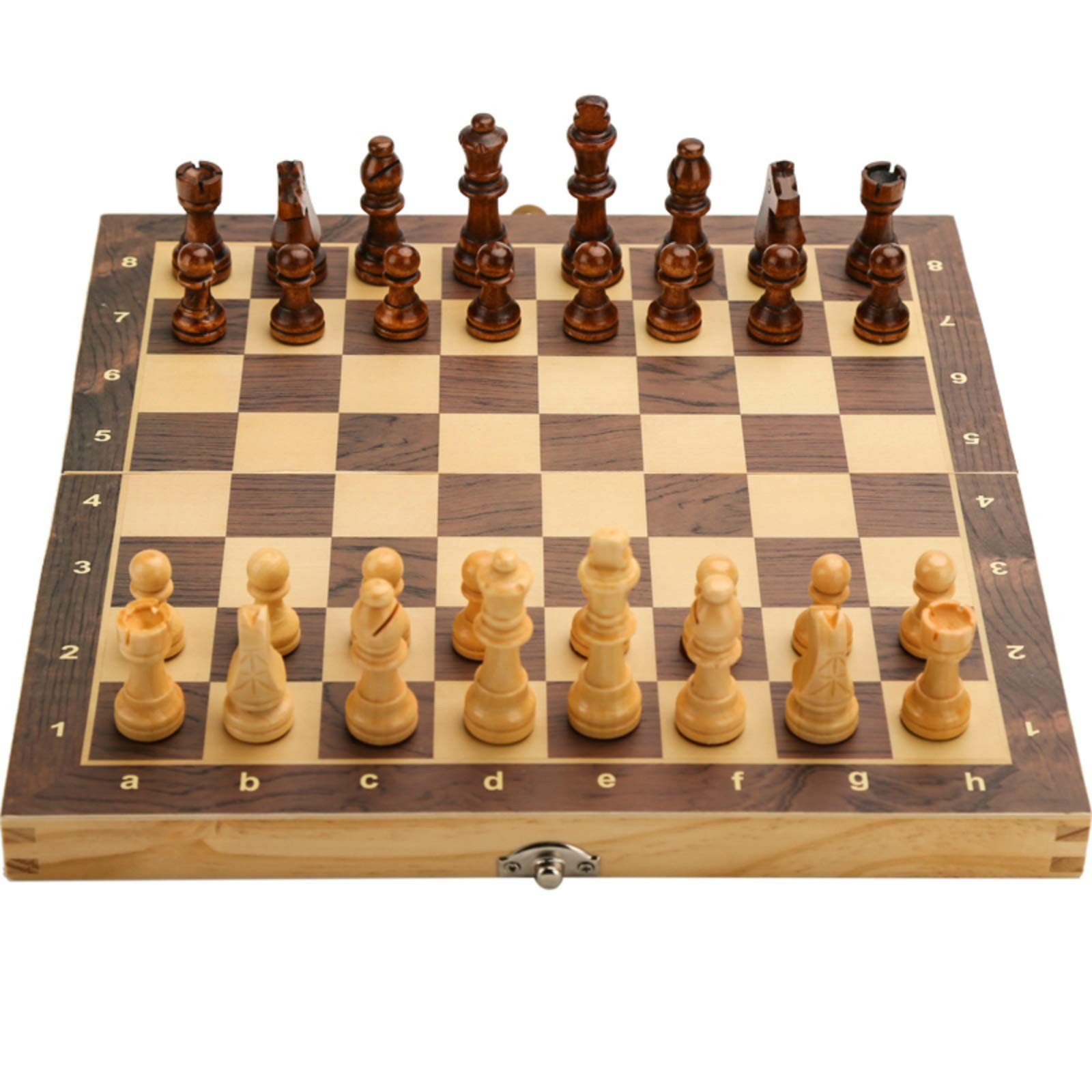 15″ x Magnetic Wooden Folding Chess Set with 2 Extra Queens, 15”, Bronze