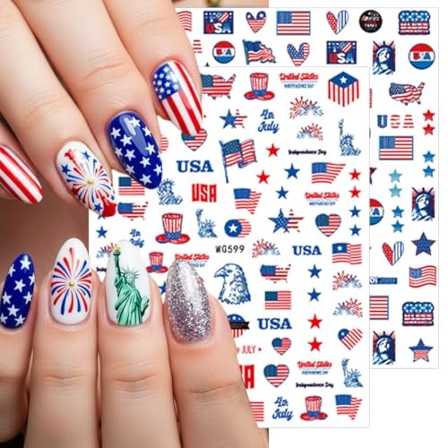8 Sheets 4th of July Nail Art Stickers – American Flag Patriotic 4th of July-5