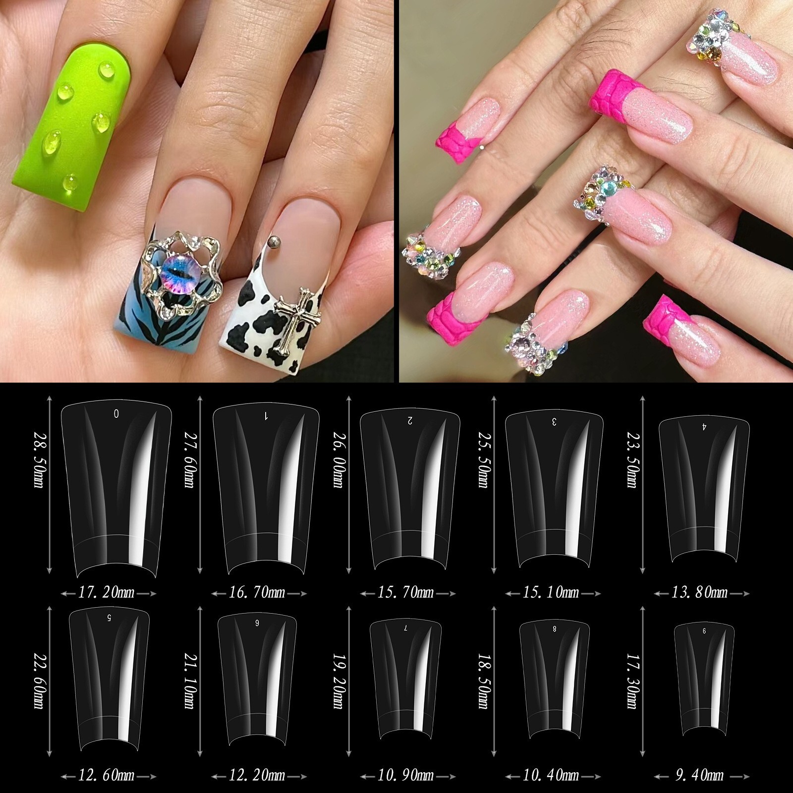 500~504pcs Half Full Cover Duck Shape Nail Tips Acrylic Nails Clear Natural