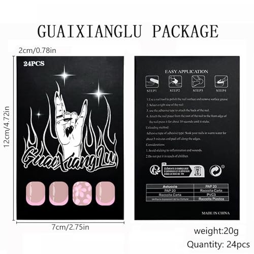 French Tip Press On Nails – Short Fake Nails Square Nude Pink – Flowers3